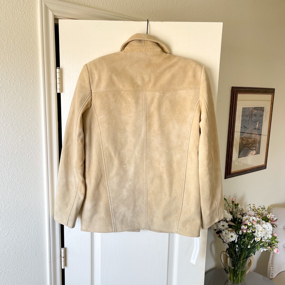 Reformation Veda Lincoln Suede Jacket Oat Distressed Leather XS NWT - Picture 9 of 11